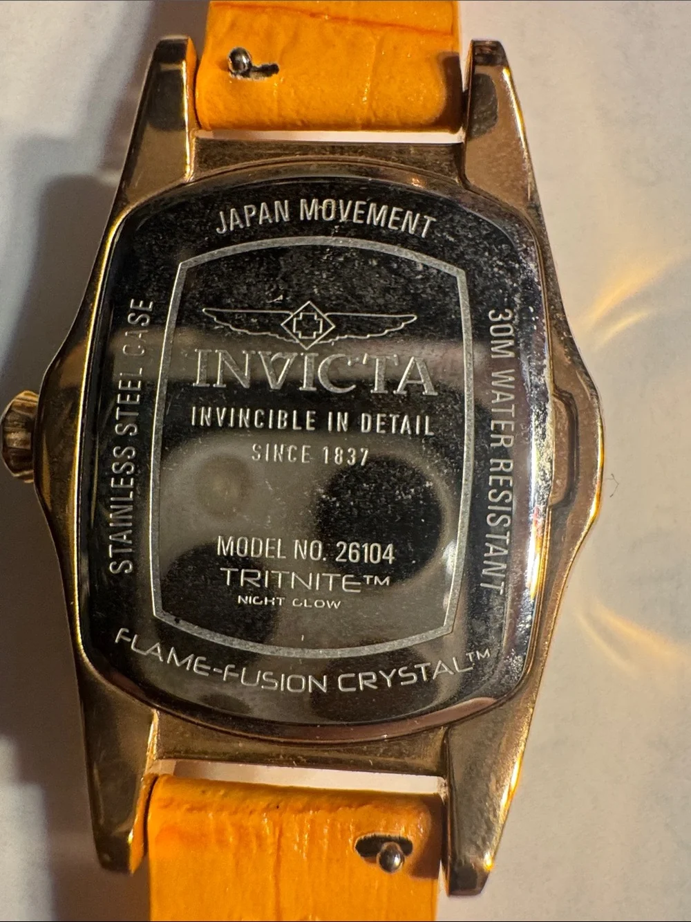 Invicta Gold-Tone Watch with Yellow Strap and White Dial